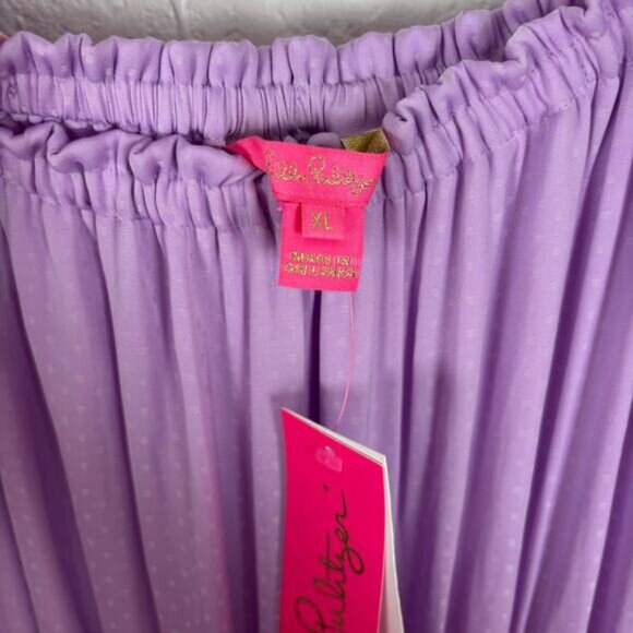 Lilly Pulitzer Jennie Midi Dress in Lilac Freesia Dotty Satin NWT Size XL - Picture 4 of 6